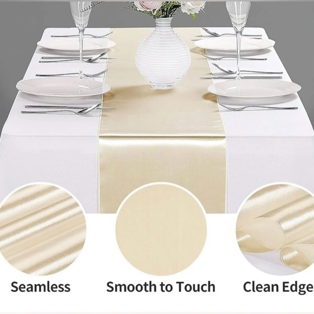 Table Runner 12”x108” in Champagne color. Brand new 10 in a pack.